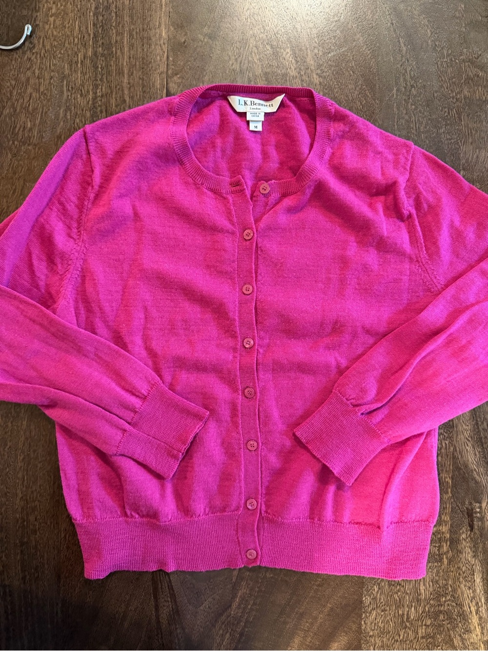 L.K.Bennett raspberry 100% wool cardigan Medium